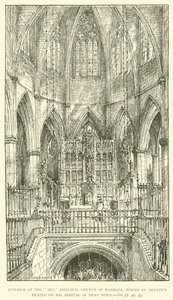 Interiør av "Seo", Principal Church of Manresa, der St Ignatius ba da han kom til den byen (gravering) av Henry William Brewer