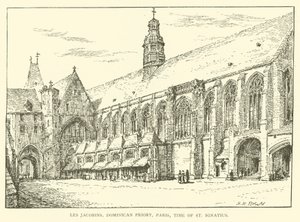 Les Jacobins, Dominican Priory, Paris, tiden for St Ignatius (gravering) av Henry William Brewer