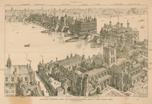 London Bridge og dens omgivelser rundt år 1600