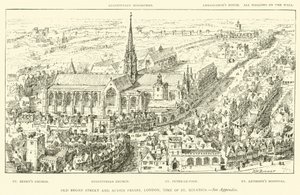 Old Broad Street og Austin Friars, London, tiden for St Ignatius (gravering) av Henry William Brewer
