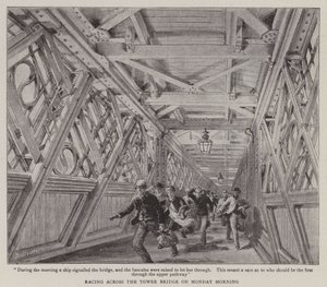 Racing over Tower Bridge mandag morgen av Henry William Brewer