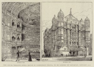 Royal English Opera House i Cambridge Circus, som åpnes lørdag 31. januar av Henry William Brewer