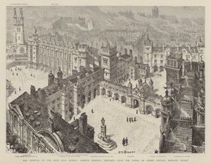 Fjerningen av The Blue Coat School, Christ's Hospital skissert fra Tower of Christ Church, Newgate Street av Henry William Brewer