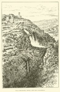 Villa Mecenate, Tivoli og Cascatelle (gravering) av Henry William Brewer