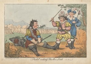 Pistol spiser Fluellens lekkasje - "Henry V" av Henry William Bunbury