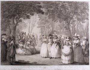 The Gardens of Carlton House with Napolitan Ballad Singers, gravert av William Dickinson (1746-1823), 1784 av Henry William Bunbury
