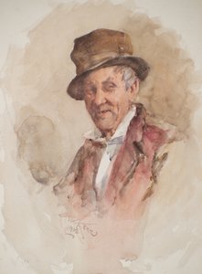 Portrett av en mann med topphatt (akvarell)