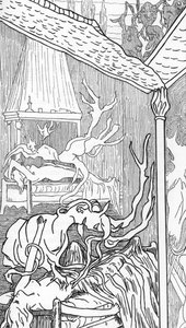 Inkuber (engler dechus av begjær, blir demoner og søker å nyte kvinner når de drømmer eller er søvnige) og succubes (feminine demoner som nyter menn under søvnen) (incubus og succubus) Tegning av Henry de Malvost fra "Satanism and Magic" av Jules Bois 1895 av Henry de Malvost
