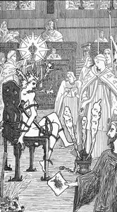 Representasjon av en eksorcismeseremoni Tegning av Henry de Malvost fra "Satanism and Magic" av Jules Bois 1895 Privat samling av Henry de Malvost
