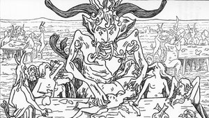 Satans bankett Tegning av Henry de Malvost fra “Satanism and Magic” av Jules Bois 1895 Privat samling av Henry de Malvost