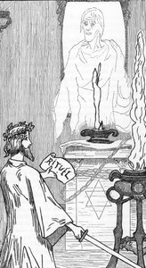Spiritism: Fremkalling av ånder Tegning av Henry de Malvost fra "Satanism and Magic" av Jules Bois 1895 privatsamling av Henry de Malvost
