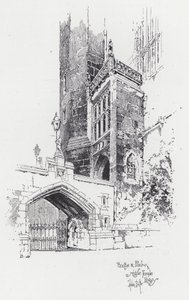 Bro og veranda til Middle Temple Library (gravering) av Herbert (after) Railton