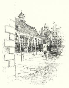 Coney Court, Grays Inn, i 1780 (litho) av Herbert (after) Railton