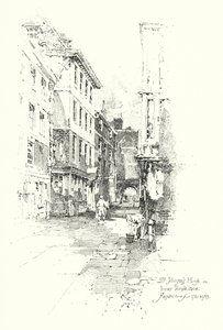 Dr Johnsons hus, Inner Temple Lane, bodde der fra 1760 til 1765 (litho) av Herbert (after) Railton