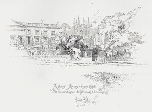 Den engelske kunstkritikeren John Ruskins rom ved Corpus Christi College, Oxford (litho) av Herbert (after) Railton