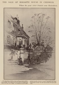 Tidligere hjem til William Hogarth, Chiswick, London (litho)