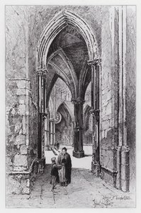 Interiør av Temple Church (gravering) av Herbert (after) Railton