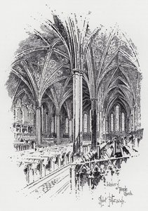 Interiør av Temple Church (gravering) av Herbert (after) Railton