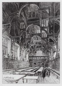 Middle Temple Hall (gravering) av Herbert (after) Railton