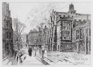 Middle Temple Hall and Fountain Court (gravering)