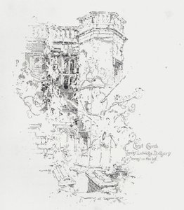 Rom til den engelske forfatteren Charles Lutwidge Dodgson (Lewis Carroll), Christ Church College, Oxford (litho) av Herbert (after) Railton