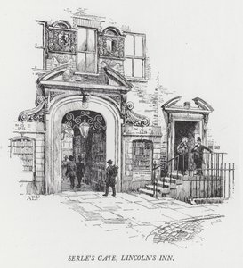 Serle's Gate, Lincoln's Inn (gravering) av Herbert (after) Railton