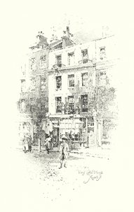 Tom's Coffee House, Russell Street, London (litho) av Herbert (after) Railton