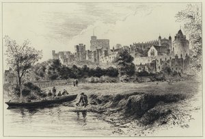 Windsor Castle fra Berkshire Shore (gravering) av Herbert (after) Railton