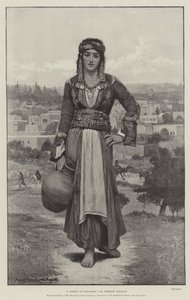 A Woman of Nazareth, fra utstillingen The Holy Land, fra Jerusalem til Damaskus, på Dowdeswell Galleries, New Bond Street av Herbert Gustave Schmalz