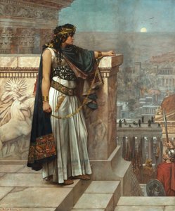 Romersk antikk: ""Zenobias siste blikk på Palmyra"" Keiserinne av Palmyra Septimia Bathzabbai Zenobia fanget av romersk keiser Aurelian Must Leave His Kingdom, 272"" Maleri av Herbert Gustave Schmalz (1856-1935) 1888 Art Gallery oh