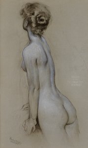 A Naiad in The Lament for Icarus (kull og kritt på papir)
