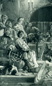 Scene i Hall of a Highland Chieftain på det syttende århundre av Herbert James Draper