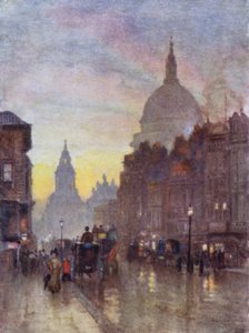 Cannon Street, sommerkveld (farge litho) av Herbert Menzies (after) Marshall
