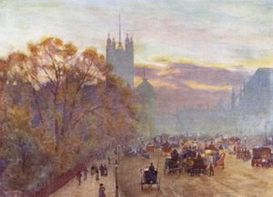 The Approach to Westminster (farge litho) av Herbert Menzies (after) Marshall