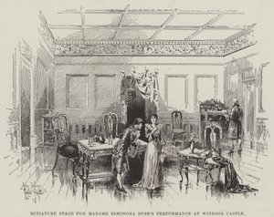Miniatyrscene for Madame Eleonora Duses opptreden på Windsor Castle av Herbert Railton