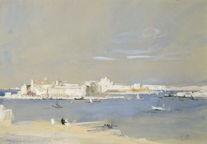 The Harbour, Valletta, Malta (wc og kroppsfarge på tonet papir)