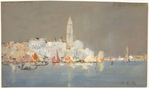 Venetiansk capriccio med en campanile av Hercules Brabazon Brabazon