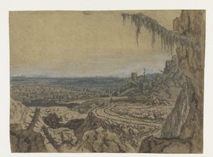 Fjernsyn med en vei og mosede grener av Hercules Segers