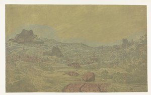 Dal med en elv og en by med fire tårn av Hercules Segers