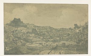 Dal med en elv og en by med fire tårn av Hercules Segers