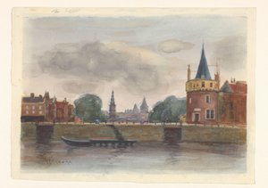 Utsikt over Schreierstoren i Amsterdam av Herman Eduard Knaake (signed by artist)