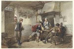 Noen menn og en soldat på et vertshus