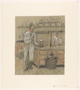 To menn i et laboratorium av Herman Heijenbrock (possibly)