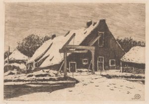 Gård med vindebro av Herman Heuff (signed by artist)