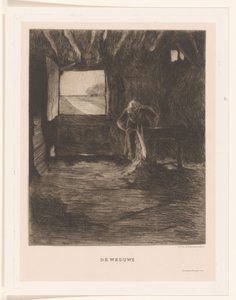 Kvinne i en låve Enken (tittel på objekt) av Herman Johannes van der Weele
