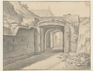 Passasje under bymuren i Utrecht av Herman Saftleven