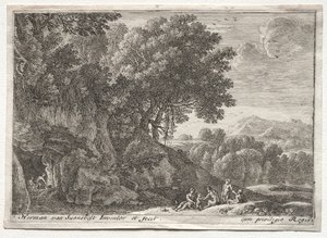 Landskap med Satyrer. av Herman van Swanevelt