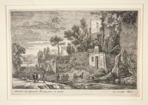 Landskap med et sykehus, fra serien Twelve Landscapes av Herman van Swanevelt