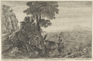 Landskap med en bygning på en stein Tolv landskap (serietittel) av Herman van Swanevelt