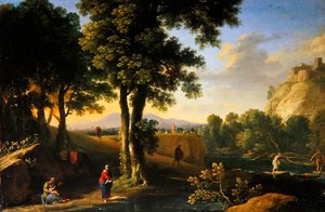 The Holy Family in a Landscape, ca. 1640 (olje på lerret) av Herman van Swanevelt